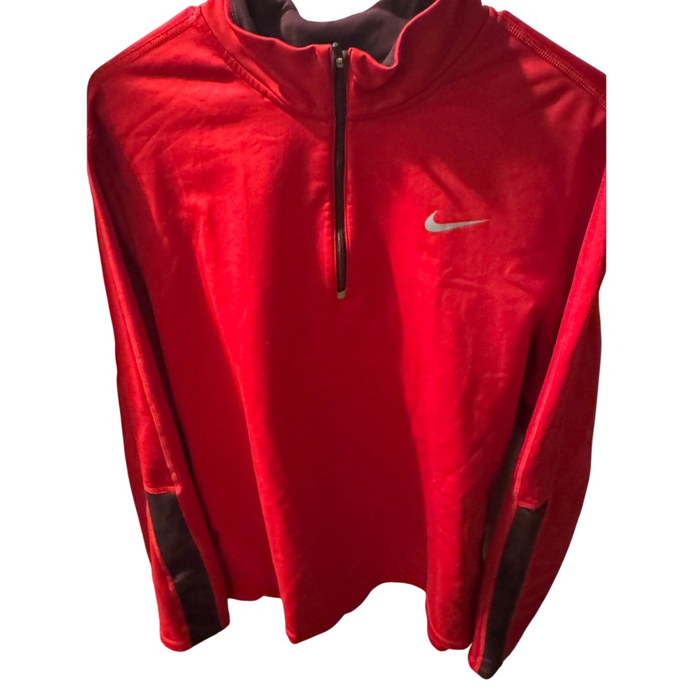 Nike Dri Fit Red Quarter Zip Pullover Mens XL Athletic Running Workout
